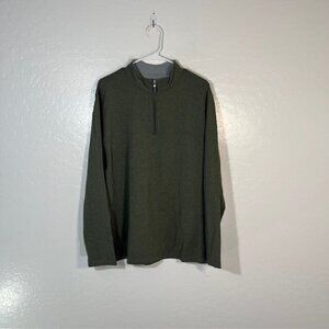 Mizzen and Main Sweater Mens Large 1/4 Zip Pullover Green Golf
